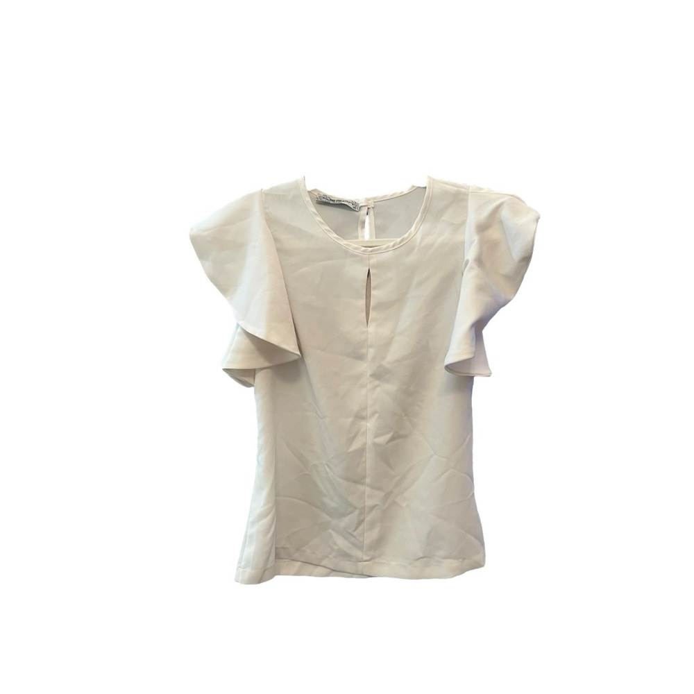 𝐋𝐄𝐅𝐎𝐍 Cream Flutter Sleeve Blouse